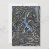 Elegant Minimal Blue Grey Waves Abstract Weddensch Kaart (Achterkant)