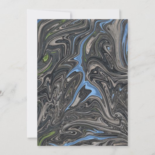 Elegant Minimal Blue Grey Waves Abstract Weddensch Kaart (Achterkant)