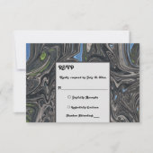 Elegant Minimal Blue Grey Waves Abstract Weddensch RSVP Kaartje (Voorkant)