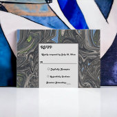 Elegant Minimal Blue Grey Waves Abstract Weddensch RSVP Kaartje