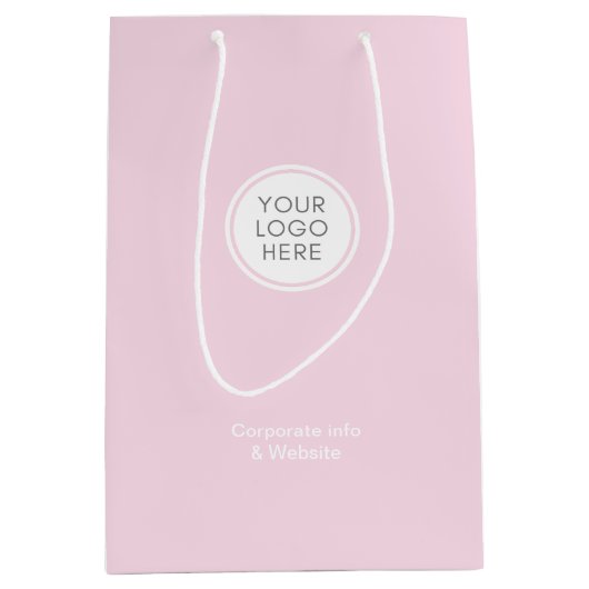 Elegant Minimal Blush Pink Logo Corporate Medium Cadeauzakje (Voorkant)