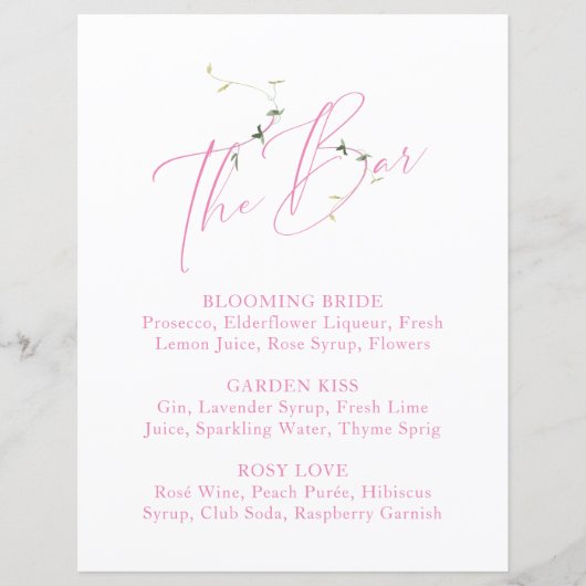 Elegant Minimal Blush Pink Vrijgezellenfeest Bar M (Voorkant)