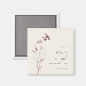 Elegant Minimal Boho Floral Wedding Save the Date Magneet (Voorkant / Achterkant)