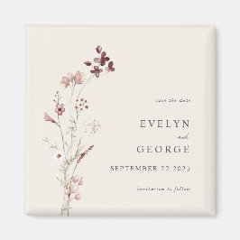 Elegant Minimal Boho Floral Wedding Save the Date Magneet