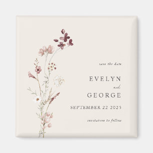 Elegant Minimal Boho Floral Wedding Save the Date Magneet