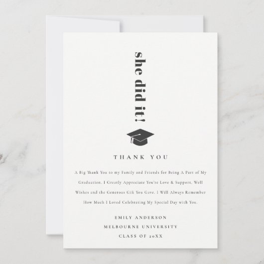 Elegant Minimal Bold Typography Gradup Bedankkaart (Voorkant)