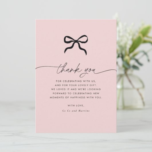 Elegant minimal boog Baby shower dank u Bedankkaart (Staand voorkant)