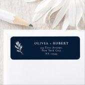 Elegant Minimal Botanical Wedding Return Address Etiket (Insitu)