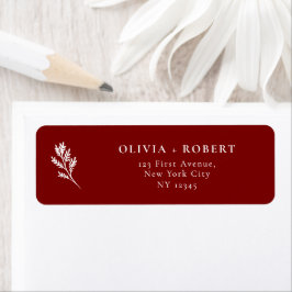 Elegant Minimal Botanical Wedding Return Address Etiket