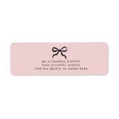 Elegant Minimal Bow Baby shower Retouradres Etiket (Voorkant)