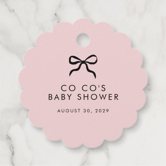 Elegant Minimal Bow Blush Pink Baby Shower Candle  Bedankjes Labels (Achterkant)