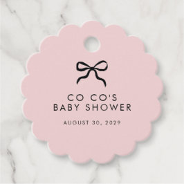 Elegant Minimal Bow Blush Pink Baby Shower Candle  Bedankjes Labels