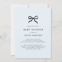 Elegant Minimal Bow Boy Baby Shower Invitation Kaart