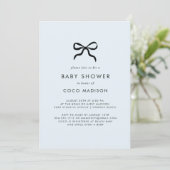 Elegant Minimal Bow Boy Baby Shower Invitation Kaart (Staand voorkant)
