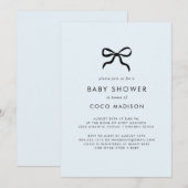 Elegant Minimal Bow Boy Baby Shower Invitation Kaart (Voorkant / Achterkant)