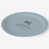 Elegant Minimal Bow Boy Baby shower Papieren Bordje (Gekanteld)