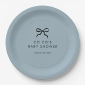 Elegant Minimal Bow Boy Baby shower Papieren Bordje (Voorkant)