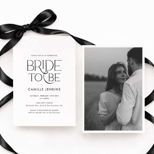 Elegant Minimal Bridal Shower Photo Invitation Kaart