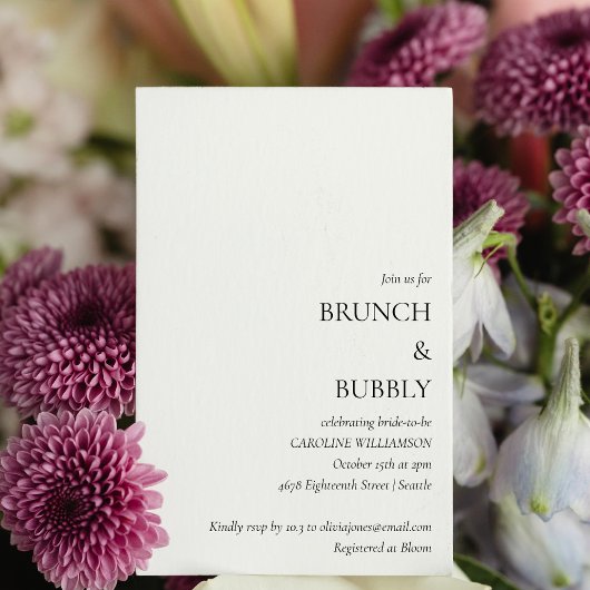 Elegant Minimal Brunch Bubble Vrijgezellenfeest Wh Kaart