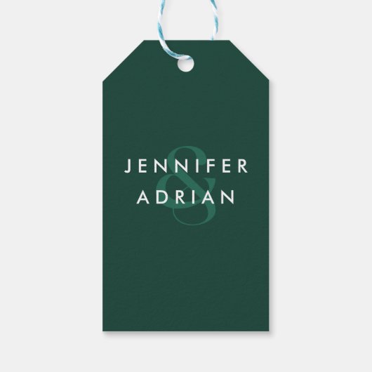Elegant Minimal Brunswick Green Modern Wedding Cadeaulabel (Achterkant)
