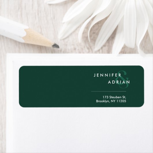 Elegant Minimal Brunswick Green Modern Wedding Etiket (Insitu)