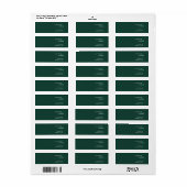 Elegant Minimal Brunswick Green Modern Wedding Etiket (Full Sheet)