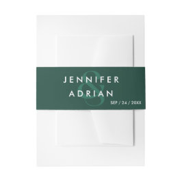 Elegant minimal Brunswick Green Modern Wedding IV Uitnodigingen Wikkel