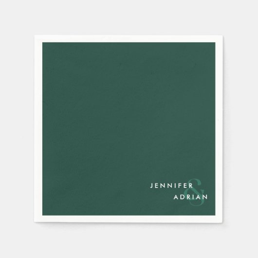 Elegant Minimal Brunswick Green Modern Wedding Servet (Voorkant)