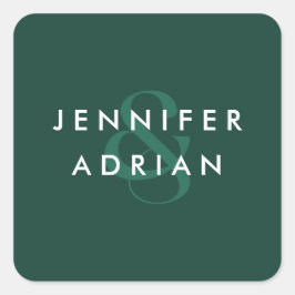 Elegant Minimal Brunswick Green Modern Wedding Vierkante Sticker