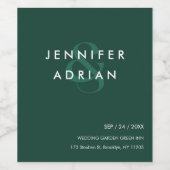 Elegant Minimal Brunswick Green Modern Wedding Wijn Etiket (Enkel label)
