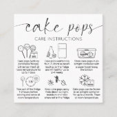 Elegant Minimal Cake Poppen Verzorgingsinstructies Vierkante Visitekaartje (Voorkant)