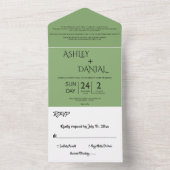 Elegant Minimal Calligraphy Green Modern Wedding All In One Uitnodiging (Binnen)