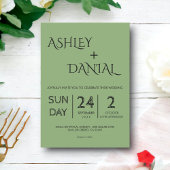 Elegant Minimal Calligraphy Green Modern Wedding Kaart