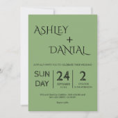 Elegant Minimal Calligraphy Green Modern Wedding Kaart (Voorkant)