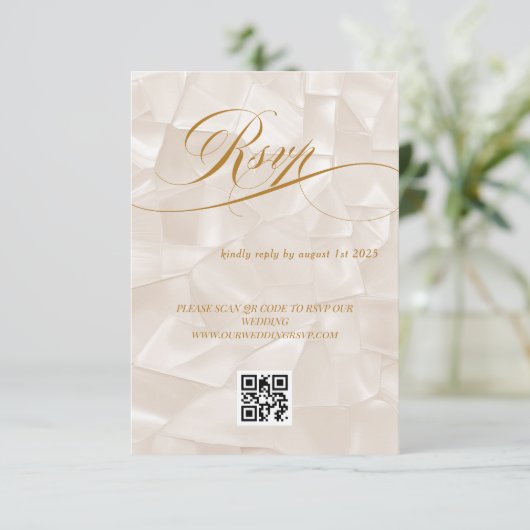 Elegant Minimal Calligraphy Wedding QR code RSVP Kaartje (Staand voorkant)