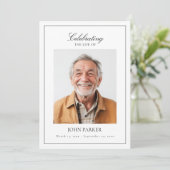 Elegant Minimal Celebration of Life Funeral Photo  Kaart (Staand voorkant)