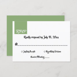 Elegant Minimal Chic Green Modern Simple Wedding RSVP Kaartje