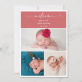 Elegant Minimal Chic Photo Baby Announcement Card Kaart (Voorkant)
