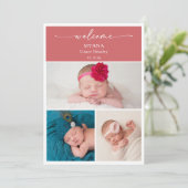 Elegant Minimal Chic Photo Baby Announcement Card Kaart (Staand voorkant)