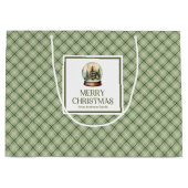 Elegant Minimal Christmas Gift Bag Sage Gold Desig Groot Cadeauzakje (Voorkant)