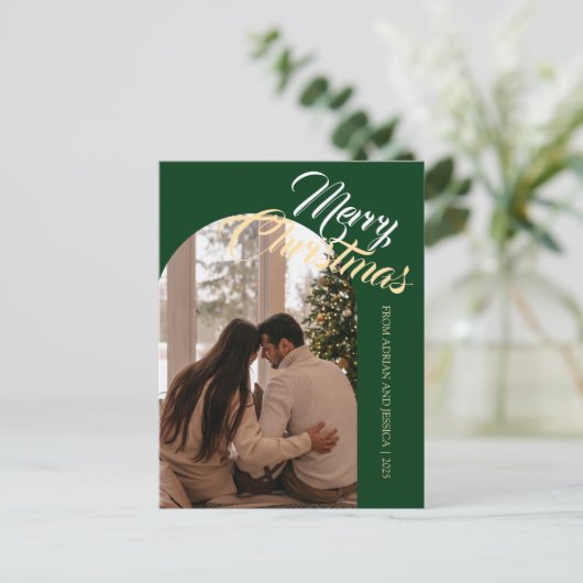 Elegant Minimal Christmas | Modern Family 1 Photo Feestdagenkaart (Staand voorkant)