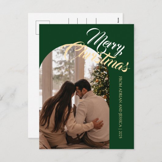 Elegant Minimal Christmas | Modern Family 1 Photo Feestdagenkaart (Voorkant / Achterkant)