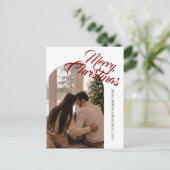 Elegant Minimal Christmas | Modern Family 1 Photo Feestdagenkaart (Staand voorkant)