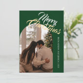 Elegant Minimal Christmas | Modern Family 1 Photo Feestdagenkaart (Staand voorkant)