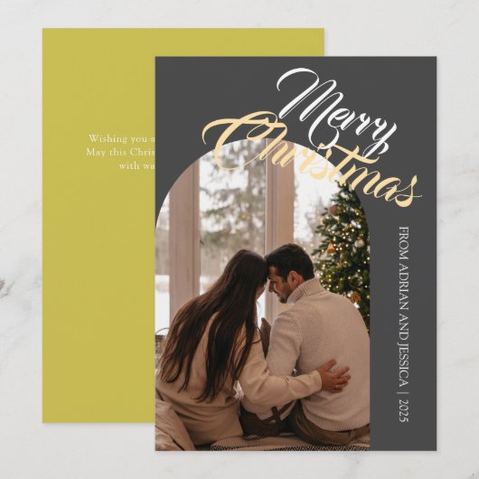 Elegant Minimal Christmas | Modern Family 1 Photo Feestdagenkaart (Voorkant / Achterkant)