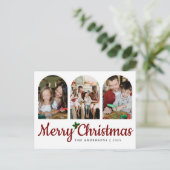Elegant Minimal Christmas | Modern Family 3 Photo  Feestdagenkaart (Staand voorkant)