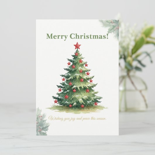 Elegant Minimal Christmas Tree Card Feestdagenkaart (Staand voorkant)
