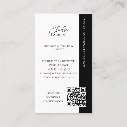 Elegant Minimal Consulting Coach Photo QR Code Visitekaartje (Achterkant)