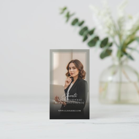 Elegant Minimal Consulting Coach Photo QR Code Visitekaartje (Staand voorkant)