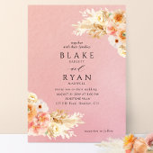 Elegant, Minimal Coral, Peach, Blush Cream Wedding Kaart